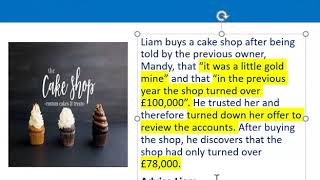 How to apply misrepresentation Liam cupcake scenario [upl. by Huan]