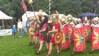 Roman Reenactment at the Amphitheatre in Caerleon Marching In [upl. by Orella]