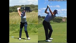 Justin Thomas golf swing  Long Iron faceon amp downtheline July 2017 [upl. by Velick]