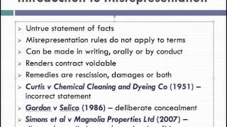 Misrepresentation Lecture 1 of 4 [upl. by Oxley592]